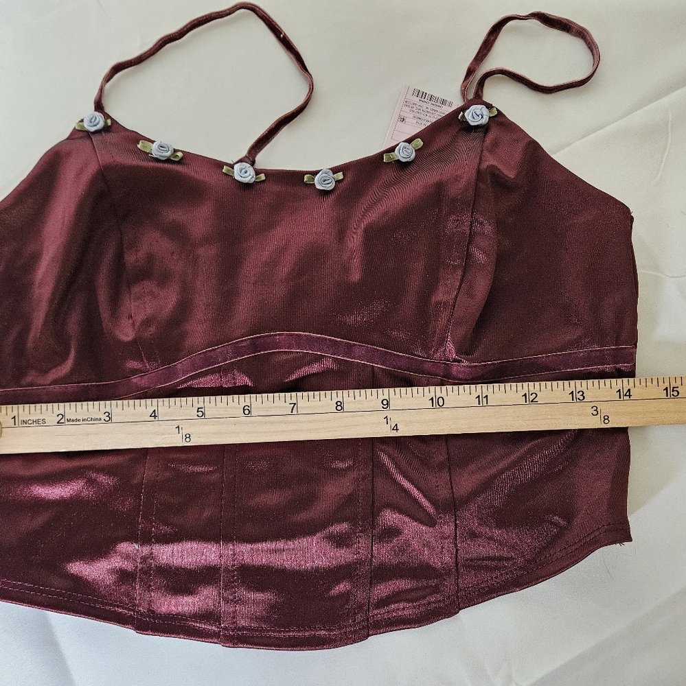 Wild Fable Small Black and Burgundy Satin‎ Camisole Tops - Picture 6 of 6